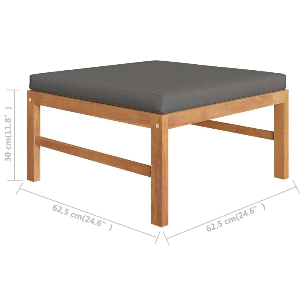 Salotto da Giardino-Set Divani Giardino 3 pz Cuscini Grigio Scuro in Legno di Teak