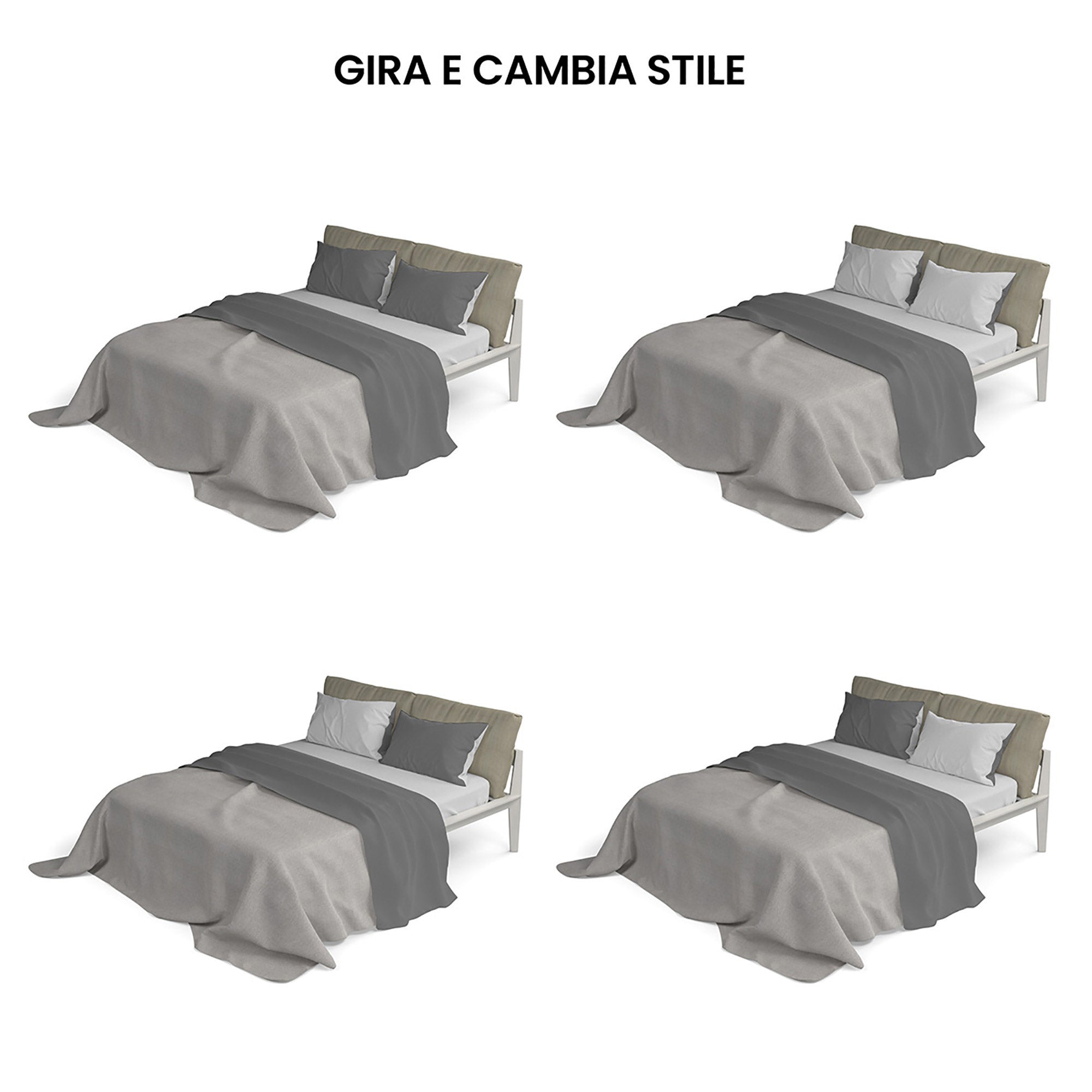 Set Lenzuola Sopra Sotto e Federe Doubleface Grigio Chiaro/Fumo 1 Piazza e Mezzo