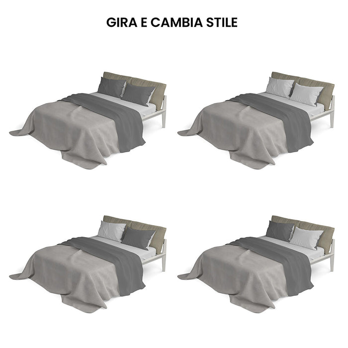 Set Lenzuola Sopra Sotto e Federe Doubleface Grigio Chiaro/Fumo 1 Piazza e Mezzo