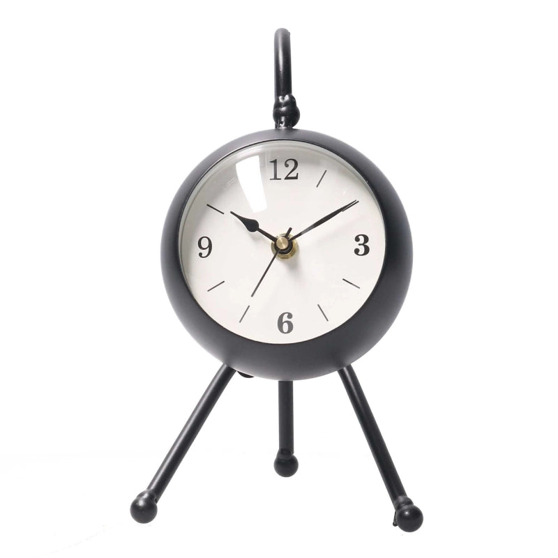 Orologio da tavolo metallo nero quadrante bianco cm12x13h21,5