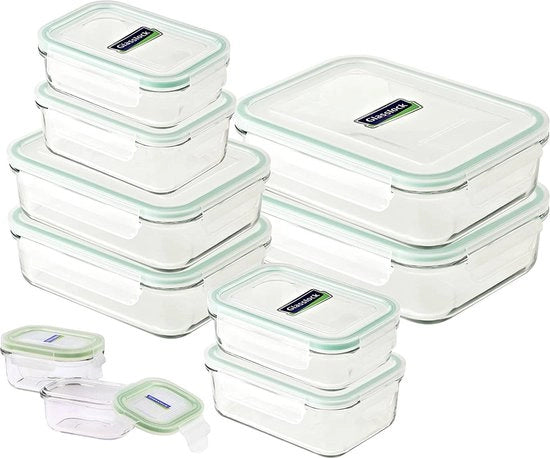 Contenitore di conservazione alimentare in vetro - 10 pezzi, di vetro resistente con coperchio chiusura clip.