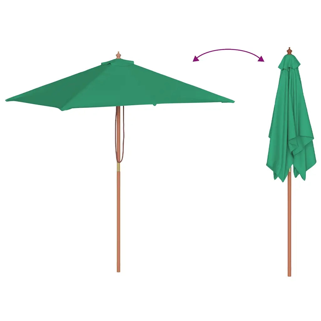 Ombrellone da Esterni con Palo in Legno 150x200 cm Verde