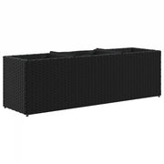 Fioriera | Cassetta per fiori | Vaso da Giardino con 3 Vasi Nera 105x30x32 cm in Polyrattan