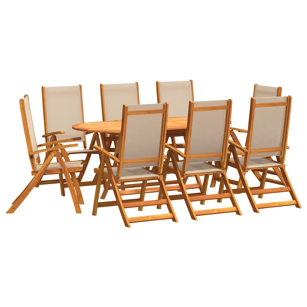 vidaXL Set Pranzo da Giardino 9pz Legno Massello di Acacia e Textilene