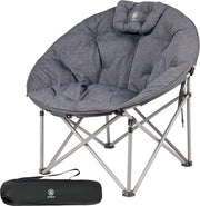 Campingstool Luxe Opvougbare XXL - 150 kg - Densamente Pieno - Largo - Alta Cintura - Alta Schiena - Sedile da Spiaggia Opvougbare in Grigio