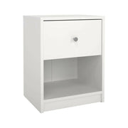 Comodino Kastri, Comò basso, Tavolino da notte, Mensola da letto, 38x30 h48 cm, Bianco