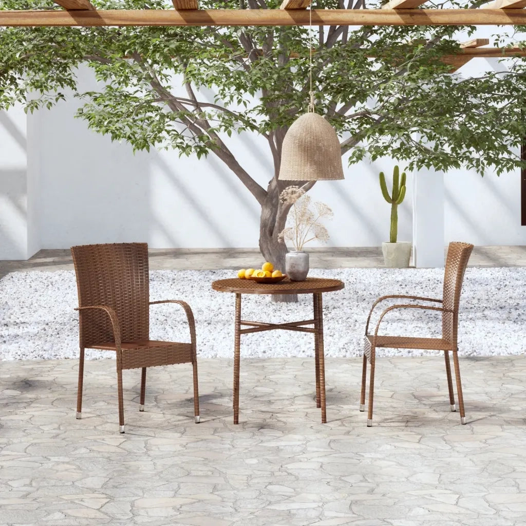 Set Mobili da Pranzo per Giardino 3 pz | Set Salotto da Giardino in Polyrattan Marrone
