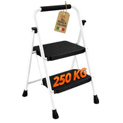 Akitaink Scaletta Acciaio 2 Gradini Pieghevole Bianca 250 Kg