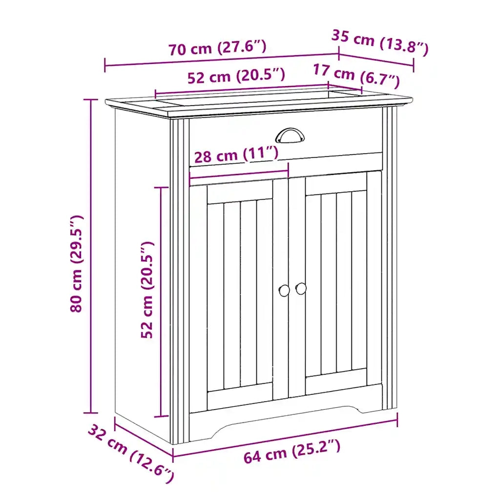 Mobile Lavabo da Bagno BODO Bianco 70x35x80 cm