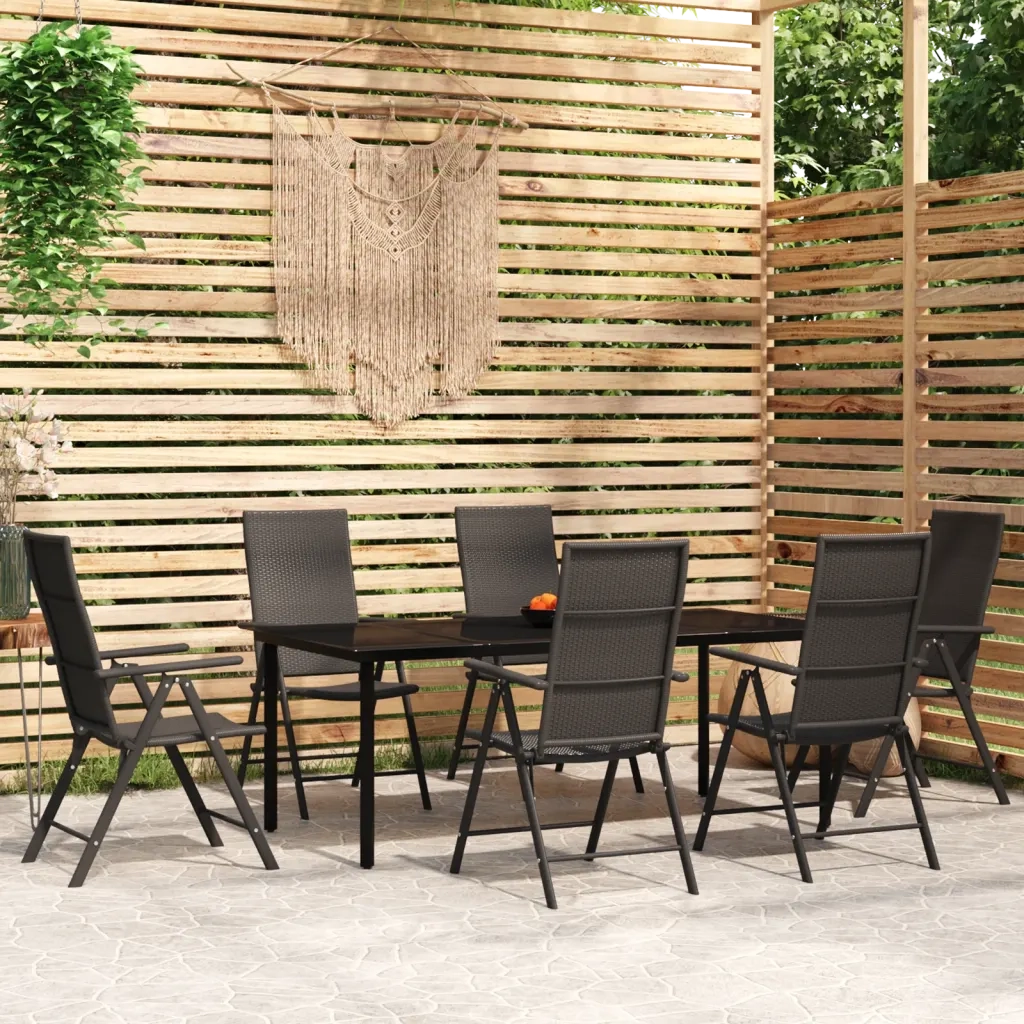 Set Mobili da Pranzo per Giardino 7 pz Nero 3099105