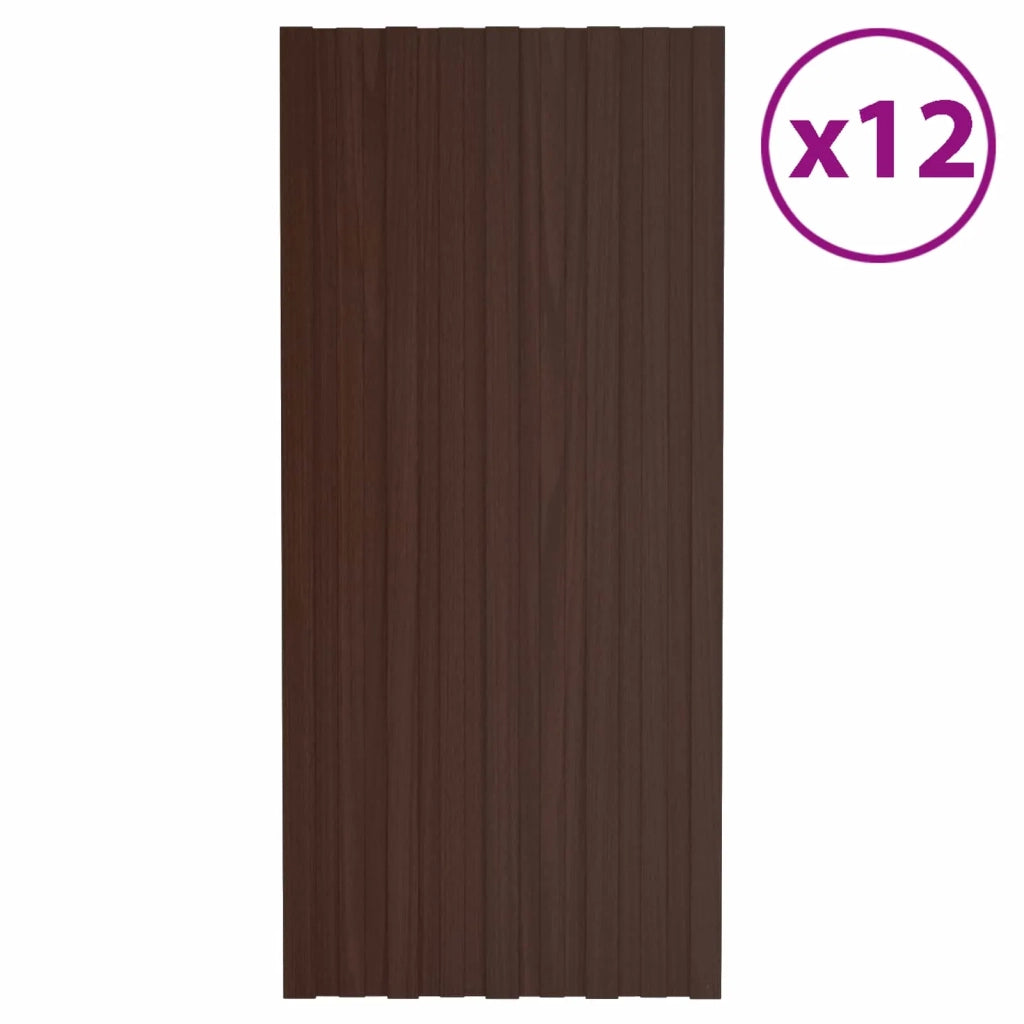 Pannello per tetto 12 pz Marrone 100 x 45 cm Acciaio zincato CFW2769246