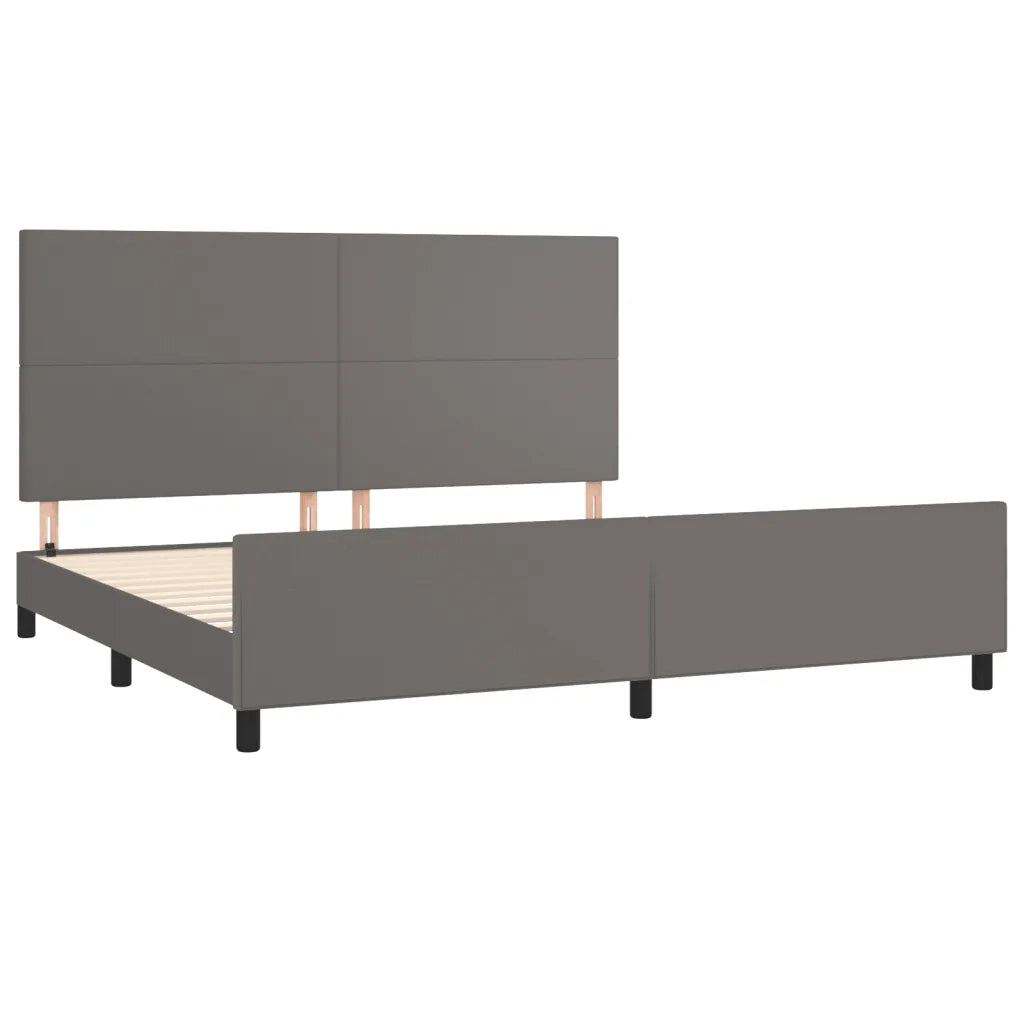 Giroletto con Testiera Grigio 200x200 cm in Similpelle 3125473