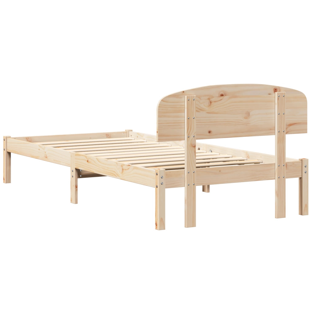 Struttura Letto con Testiera 90x190 cm in Legno Massello di Pino