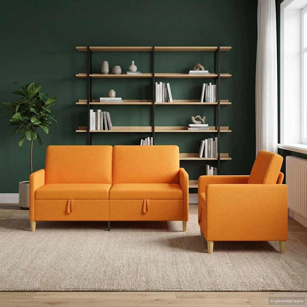 Set di Divani con Storage 2 pz Giallo Scuro Poliestere 3429213