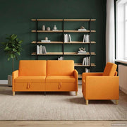 Set di Divani con Storage 2 pz Giallo Scuro Poliestere 3429213