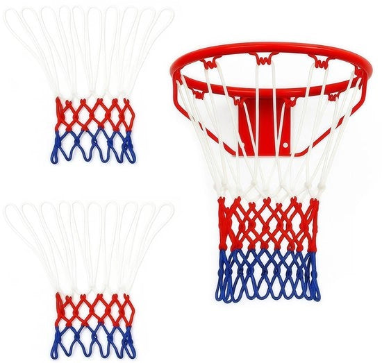 Set di Reti da Basket Professionali - 2 pezzi - Resistenti alle Intemperie - Duraturo - Poliestere di Alta Qualità - 12 Cavi - Reti da Basket con Cordoncino