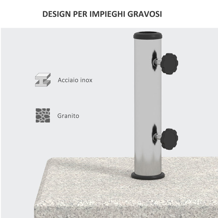 Base per Ombrellone da Giardino 25kg 38x38x38 cm in Granito e Acciaio Inox Grigia
