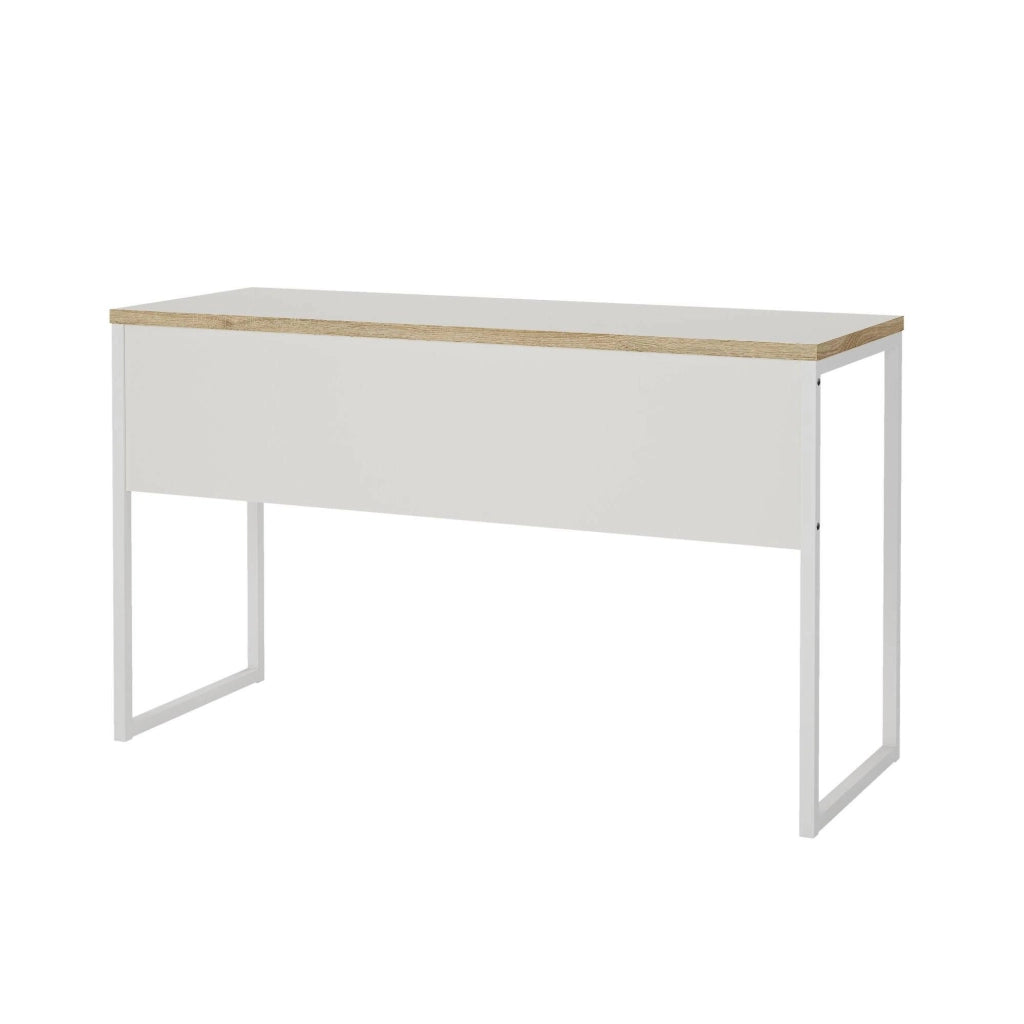 Scrivania Gil, Scrittoio multiuso, Tavolo per ufficio porta PC, Piano di lavoro, 130x48 h77 cm, Bianco