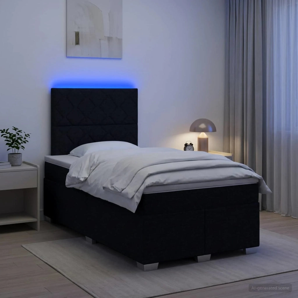Letto box spring con materasso Nero 120 x 190 cm Tessuto 3454833
