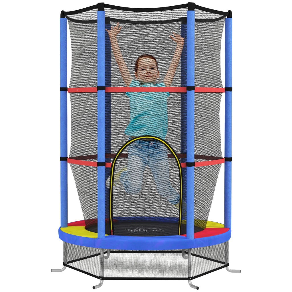 Tappeto Elastico per Bambini 3-6 Anni Ø140x190 cm con Rete di Protezione Multicolore