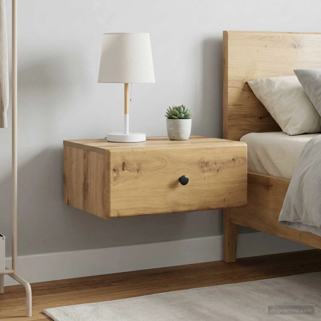 Mobiletto da notte a muro con cassetto 2 pcs Rovere Artigianale 899144