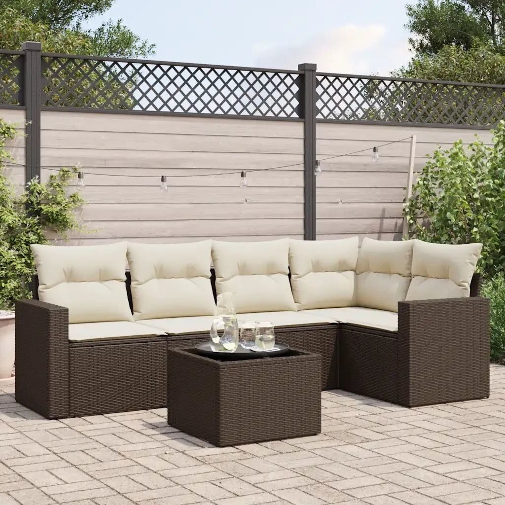 vidaXL Set Divano da Giardino 6 pz con Cuscini Marrone in Polyrattan