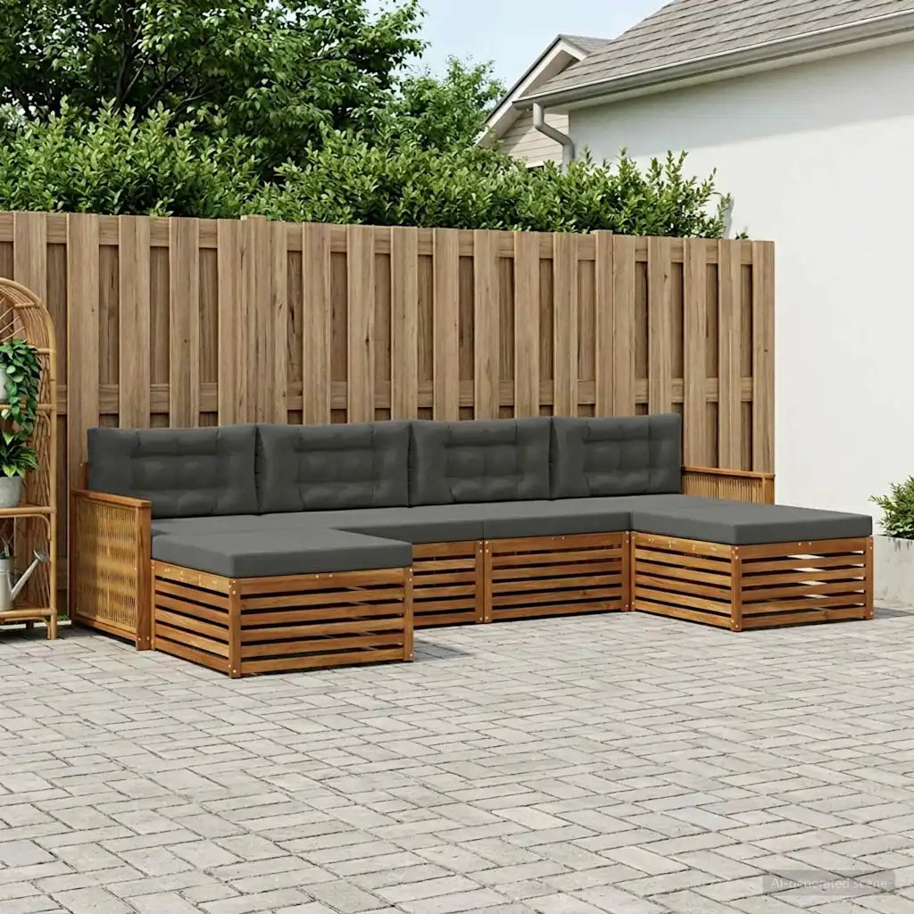 Set divani con cuscino 6 pcs Legno di Acacia Massello 3383690