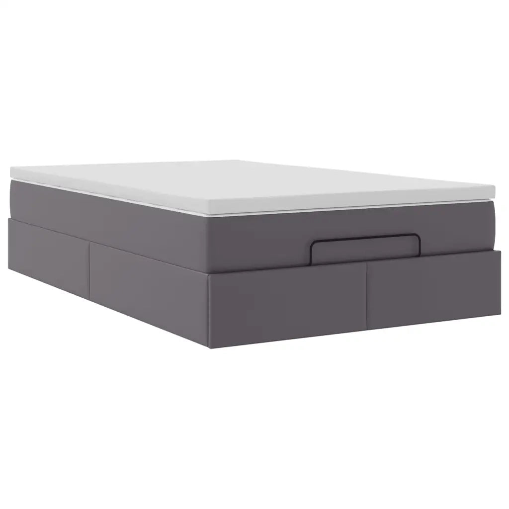 Struttura Letto Pouf con Materasso Grigio 120x200 cm Similpelle 3311034