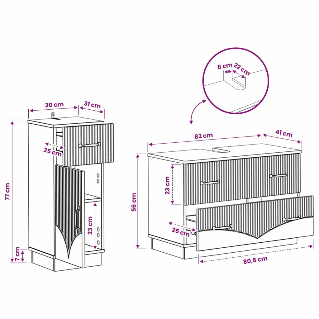 Set di Armadi da Bagno da 2 Pezzi HOORN Rovere Artigianale 3417719