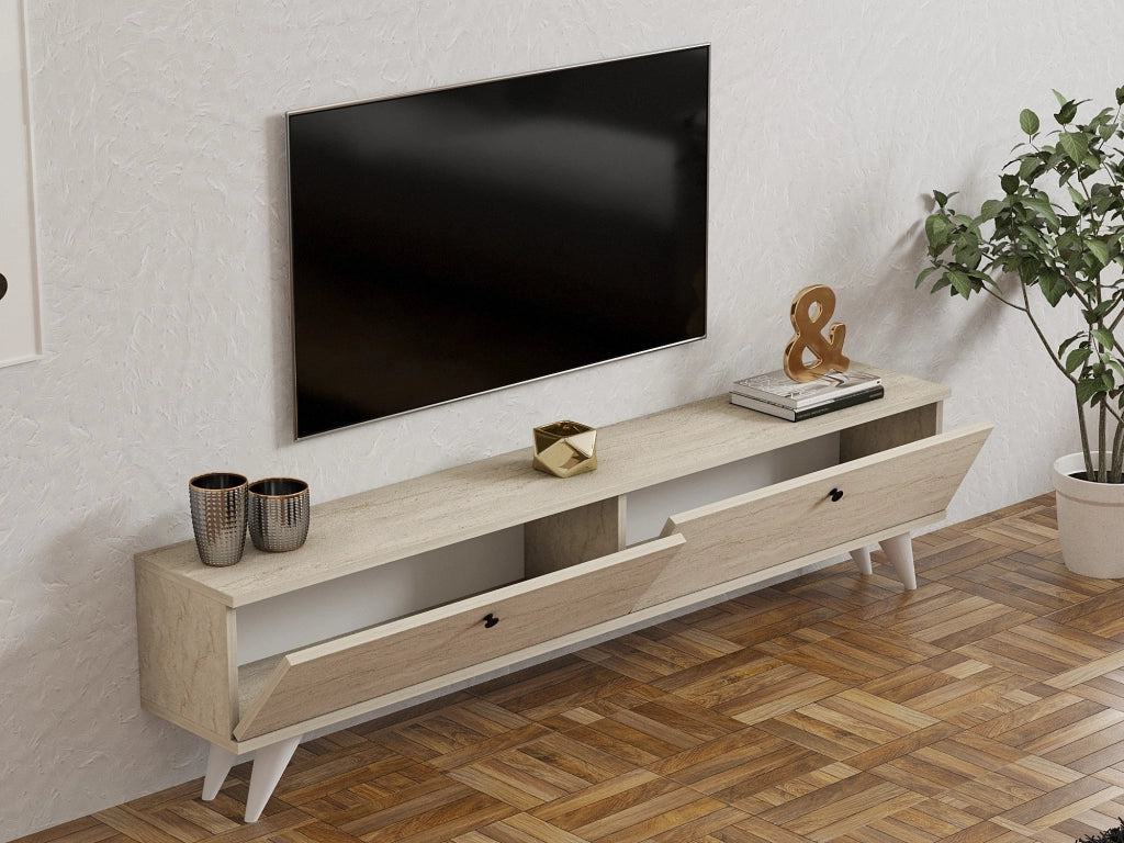 Porta TV in legno "Parlak" - 160 x 25 x 40 cm - Beige