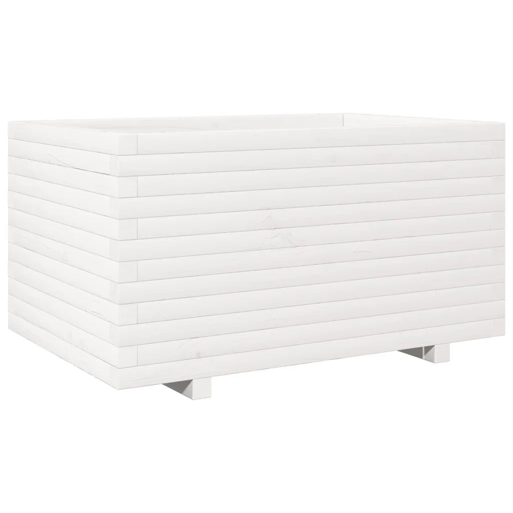Fioriera da Giardino Bianca 90x60x49,5cm Legno Massello di Pino