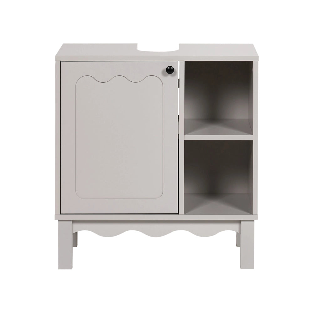 Mobile da bagno a colonna in MDF con ripiani, colore beige chiaro stile tradizionale