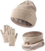 Set di calze, cappelli e sciarpe in lana per bambini, set a tre pezzi, colore kaki, cappello esterno caldo, set a tre pezzi