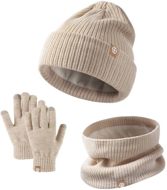 Set di calze, cappelli e sciarpe in lana per bambini, set a tre pezzi, colore kaki, cappello esterno caldo, set a tre pezzi
