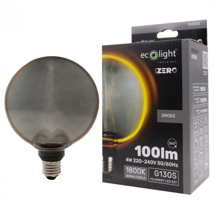 Lampadina LED decorativa 4W 100lm 1800K E27 G130 fumo