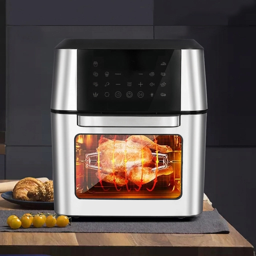 Friggitrice ad Aria XXL 12 L con 12 Funzioni; Touch Screen LED; Girarrosto e Circolazione Aria 360°