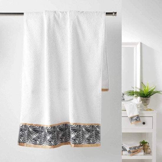 Asciugamano per doccia 70x130 cm - Bianco - Tessuto da bagno - Jacquard - Leggero - Cotone di alta qualità
