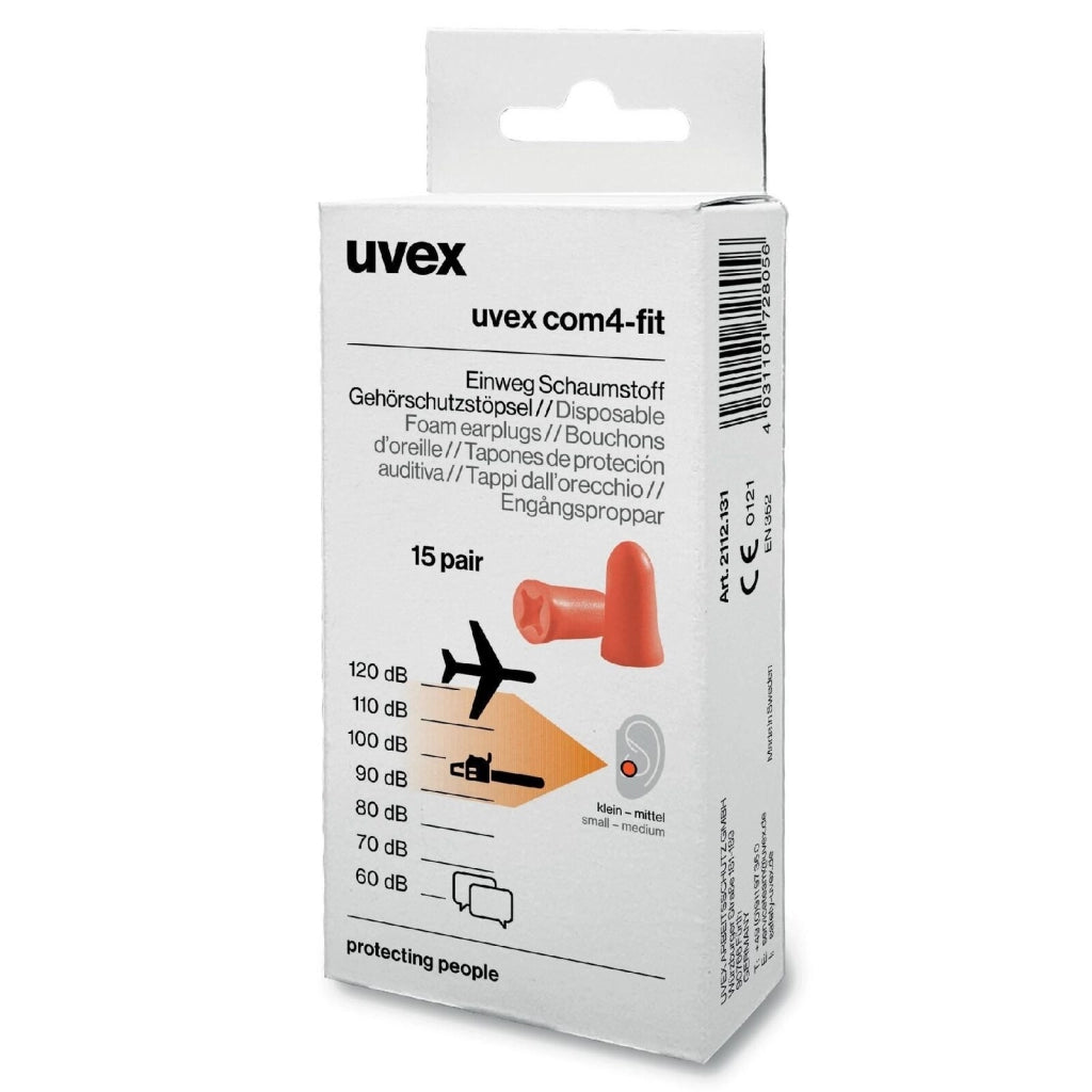 Uvex 2112131 com4-fit Tappo Auricolare Riutilizzabile Schiuma di Poliuretano SNR 33 dB Taglia S colore Arancione