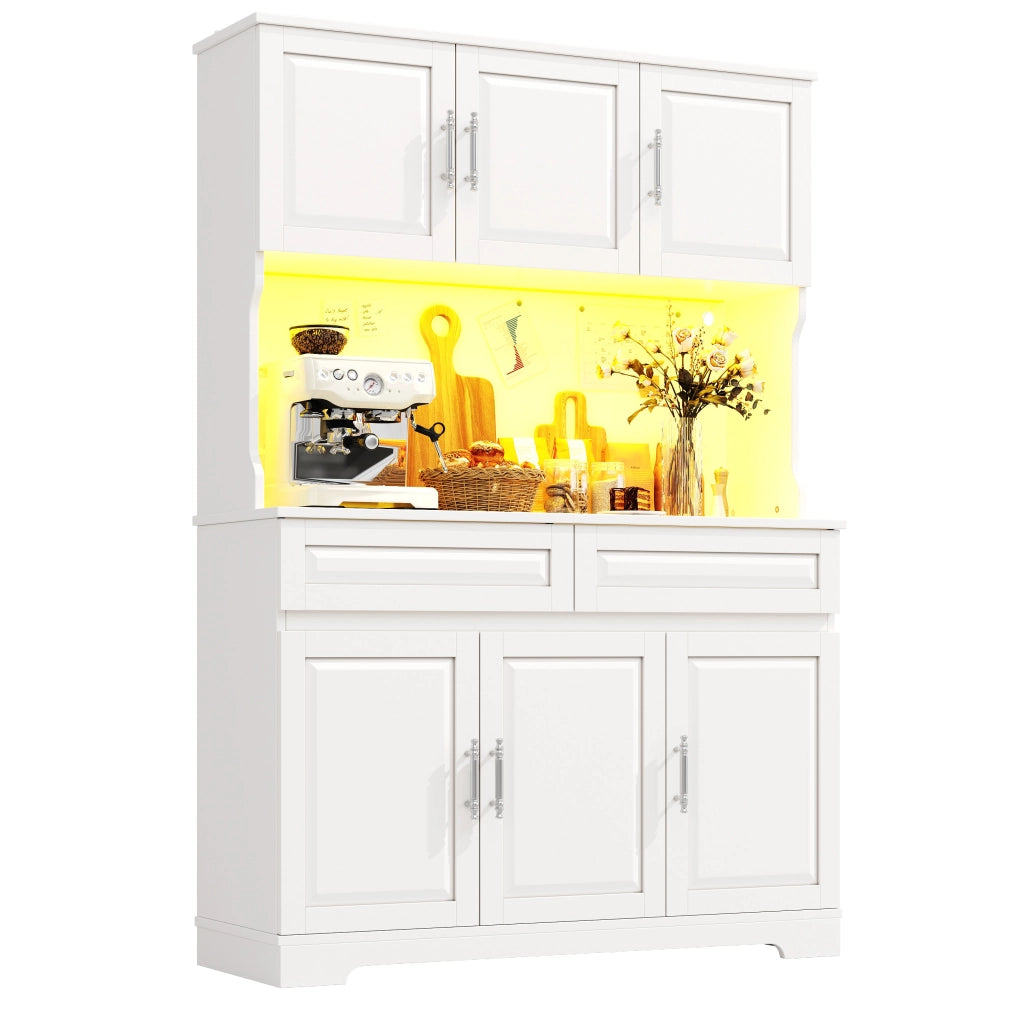 Armadio Cucina con LED e Ripiani Regolabili ¨C Xylo ¨C Bianco, 108x40x180 cm