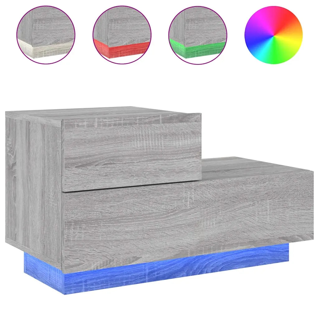 Comodino con Luci LED Grigio Sonoma 70x36x40,5 cmcod mxl 109157