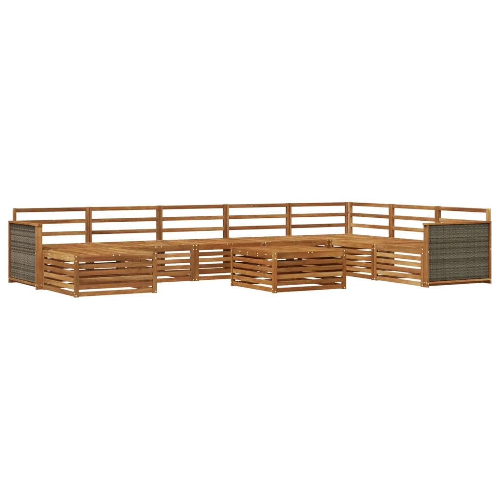 Set di divani da esterno 9 pz Naturale Legno di Acacia Massello 3383737