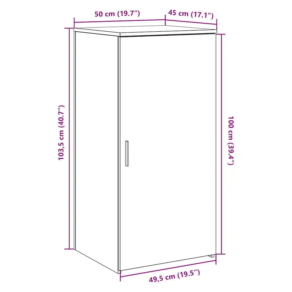 vidaXL Mobile Portaoggetti Nero 50x45x103,5 cm in Legno Multistrato