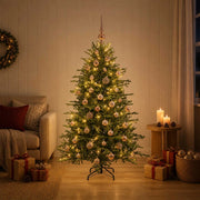 Albero di Natale artificiale con palline 120 cm 150 LED 3465785