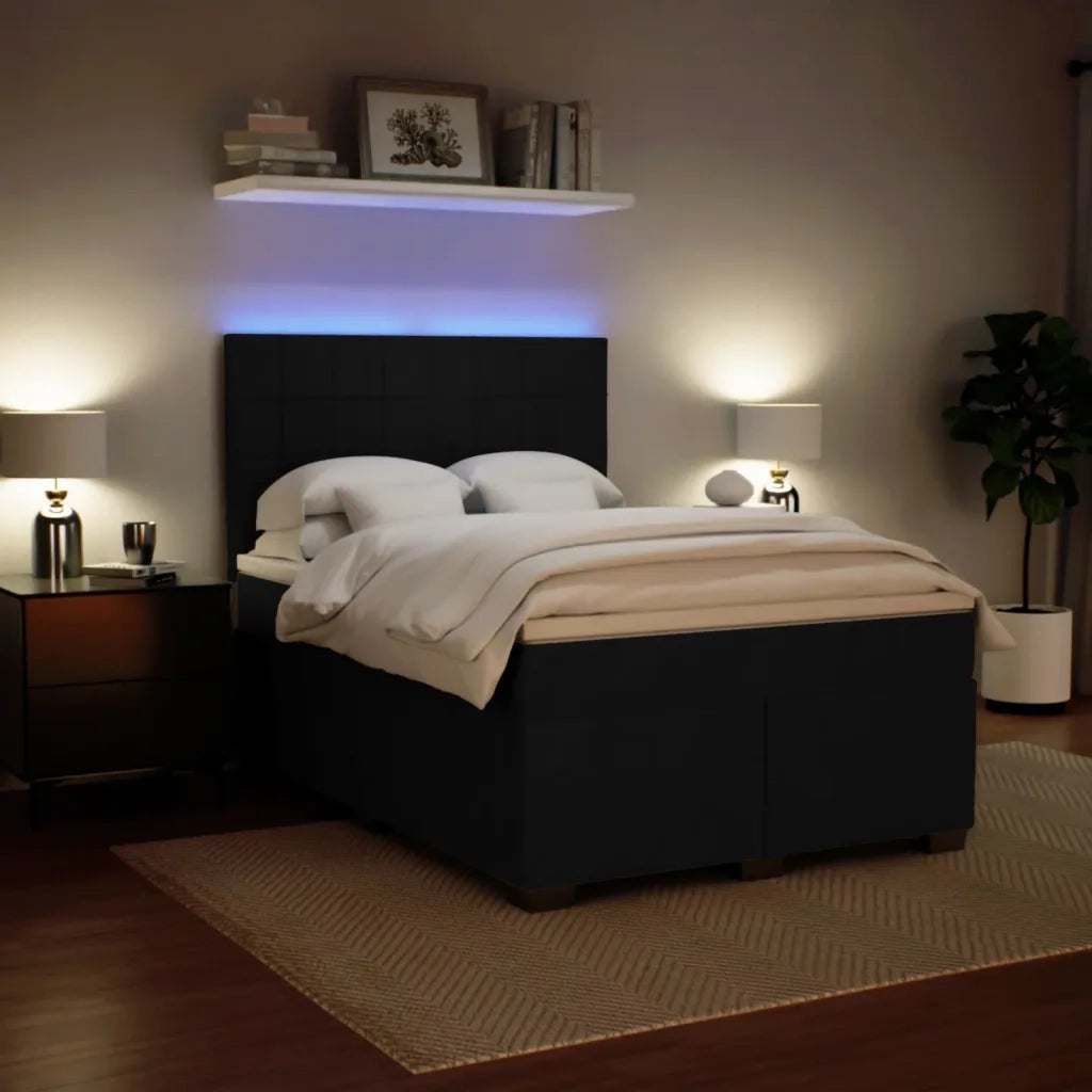 Giroletto a Molle con Materasso Nero 140x190 cm in Velluto