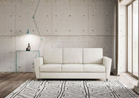 Divano 3 Posti 212x85x85 cm Yasel in Tessuto Latte