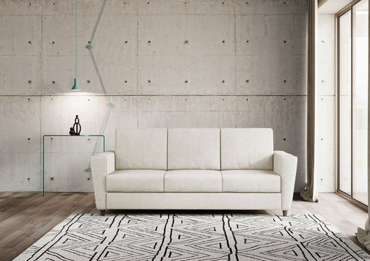 Divano 3 Posti 212x85x85 cm Yasel in Tessuto Latte