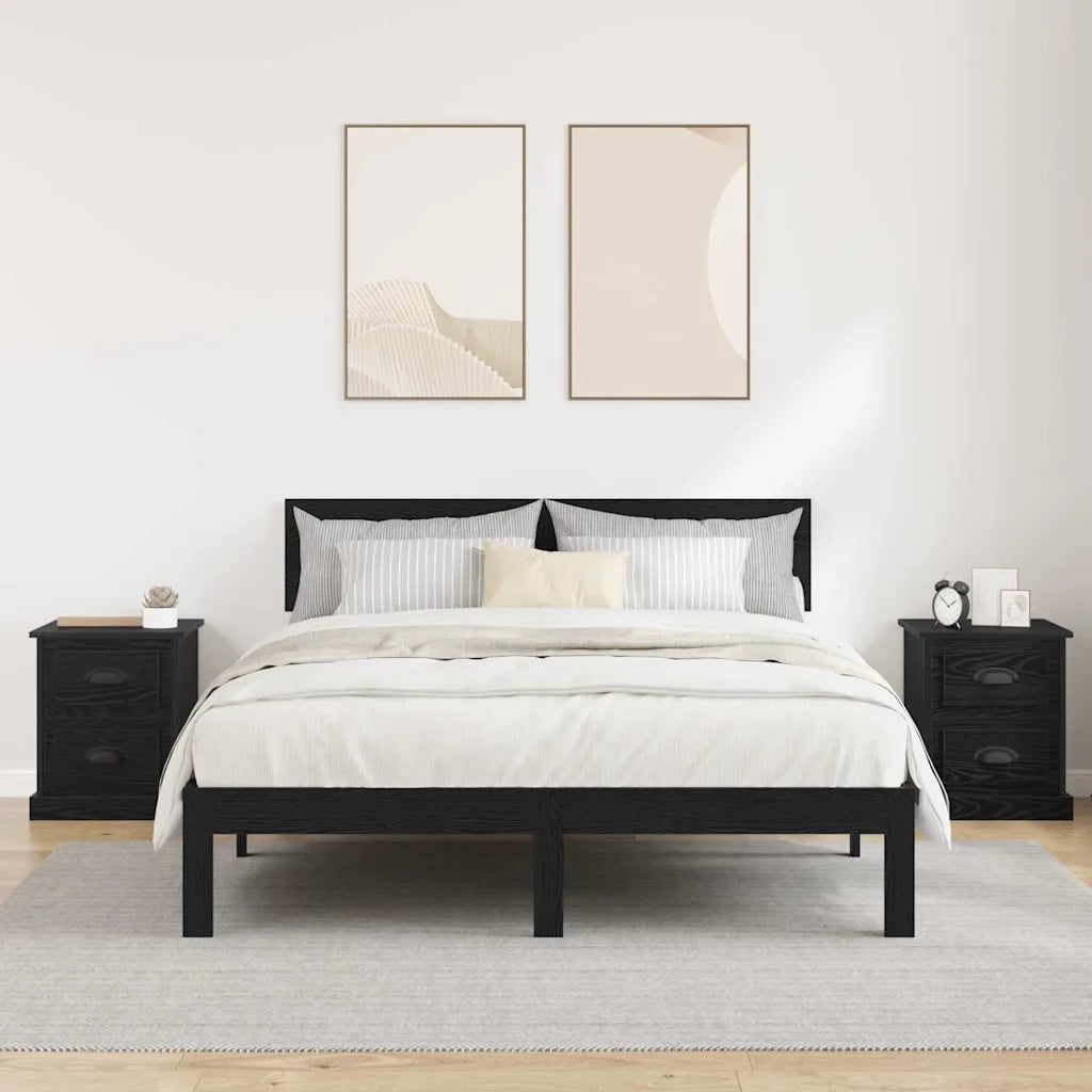 Armadio da Notte 2 pcs Rovere Nero 39 x 39 x 47.5 cm 881333