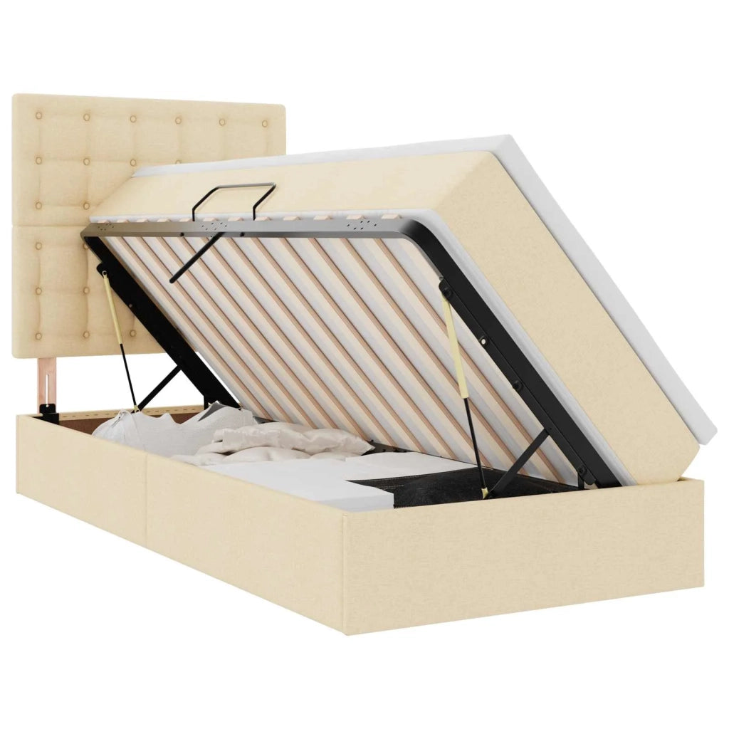 Letto con contenitore e materasso Crema 90 x 200 cm Poliestere