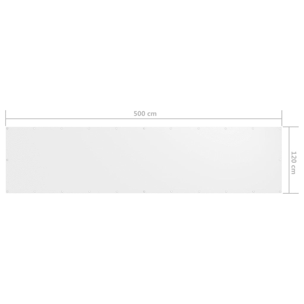 Paravento Balcone-Pannello per balcone Bianco 120x500 cm in Tessuto Oxford