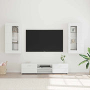 Set mobile TV con porta FLORIN Bianco Lucido Legno multistrato